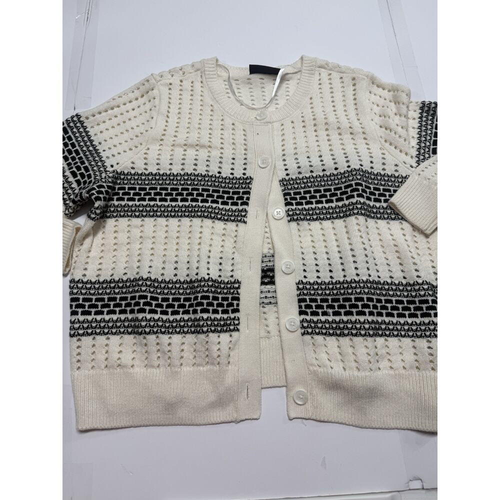 Lane Bryant Sweater Womens Size 22/24 Black Stripes Button Up Knit